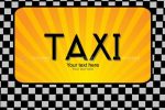 Yellow Taxi Sign on Black and White Background with Sample Text